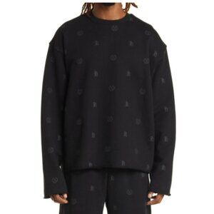 Honor the gift Crest Print Cotton Sweatshirt Size Small Black * NEW * Streetwear